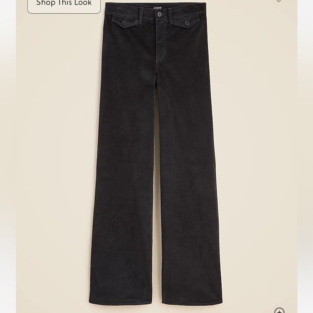 J. Crew Wide-leg trouser in washed velvet - Black NWT